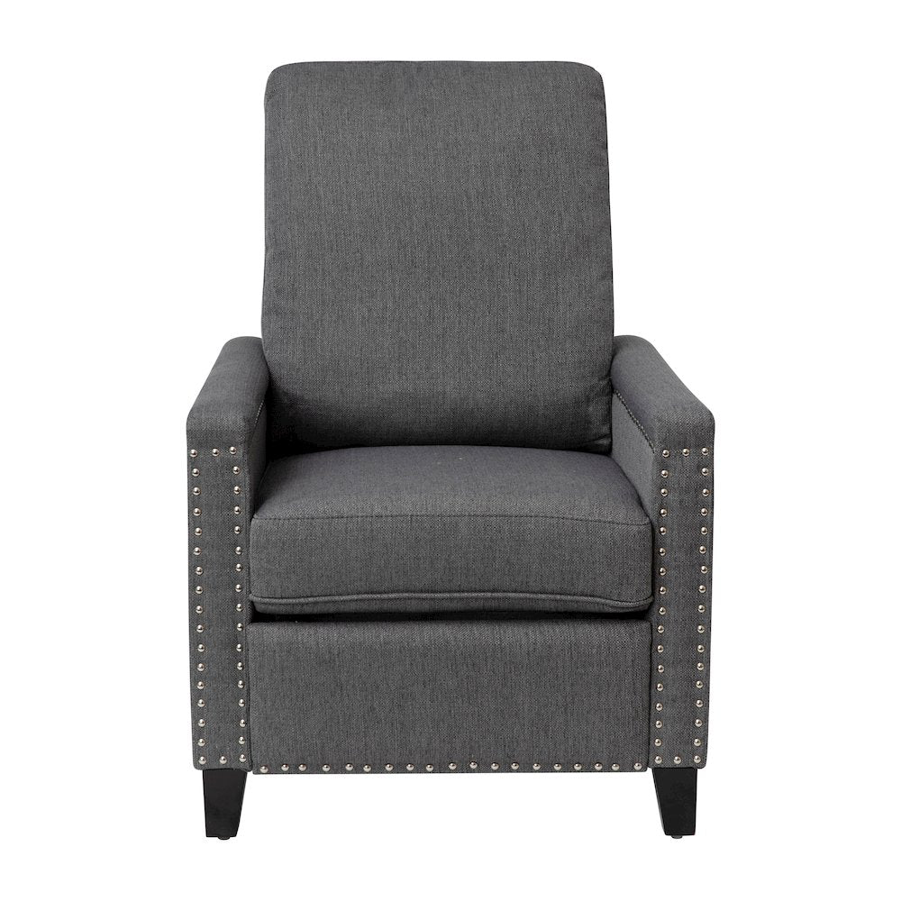 Push Back Recliner Chair - Pillow Back Recliner - Gray Fabric Upholstery