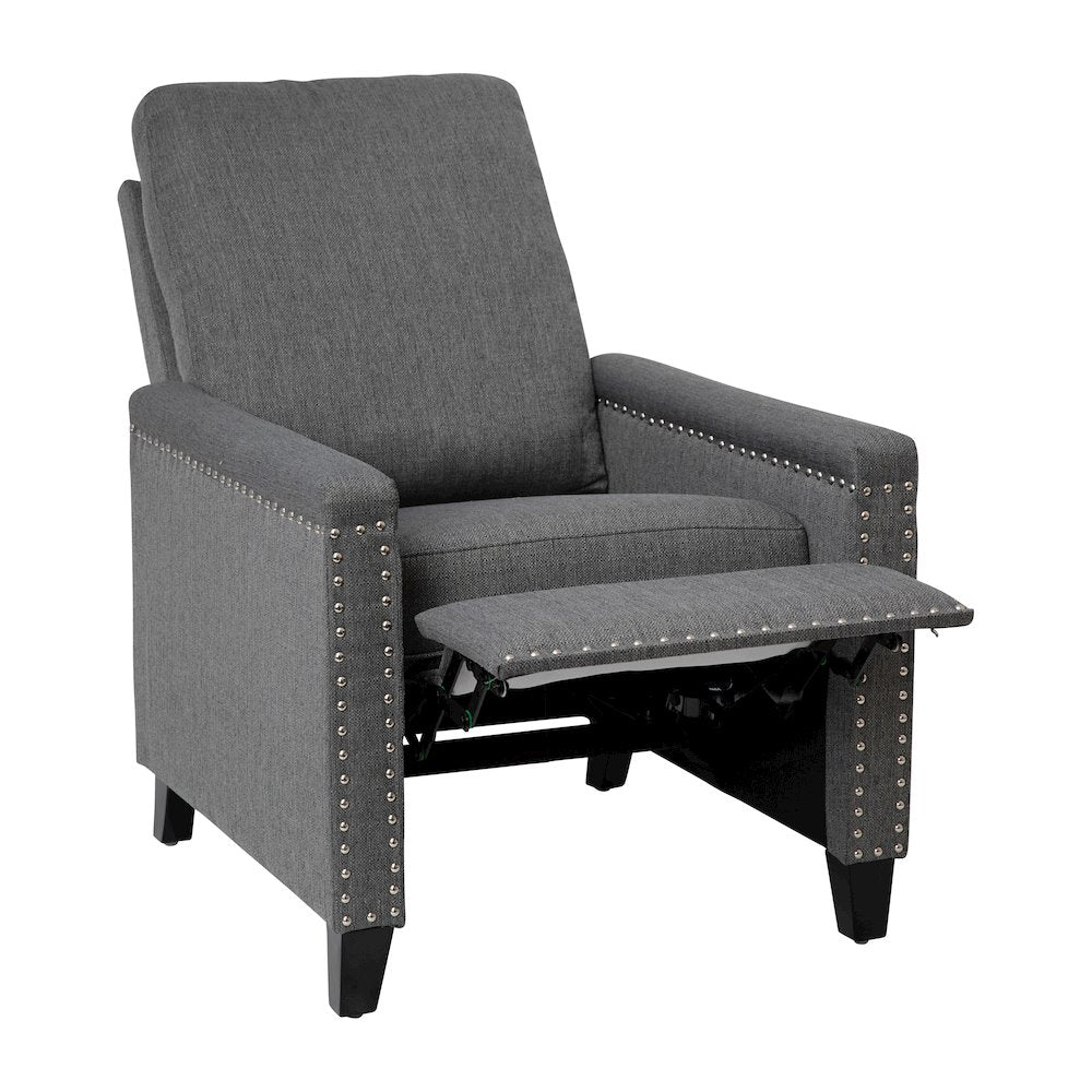 Push Back Recliner Chair - Pillow Back Recliner - Gray Fabric Upholstery