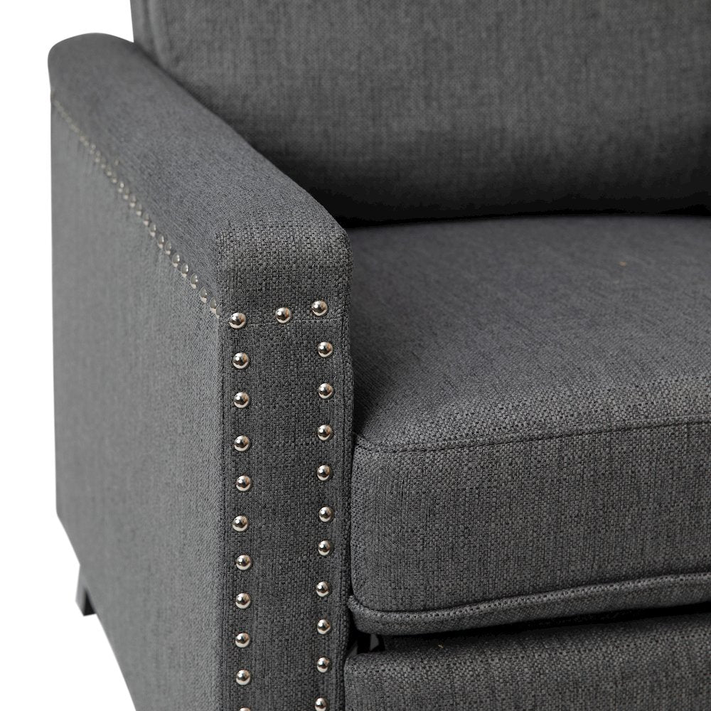 Push Back Recliner Chair - Pillow Back Recliner - Gray Fabric Upholstery