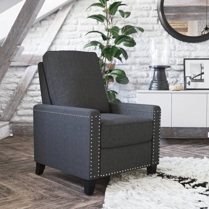 Push Back Recliner Chair - Pillow Back Recliner - Gray Fabric Upholstery