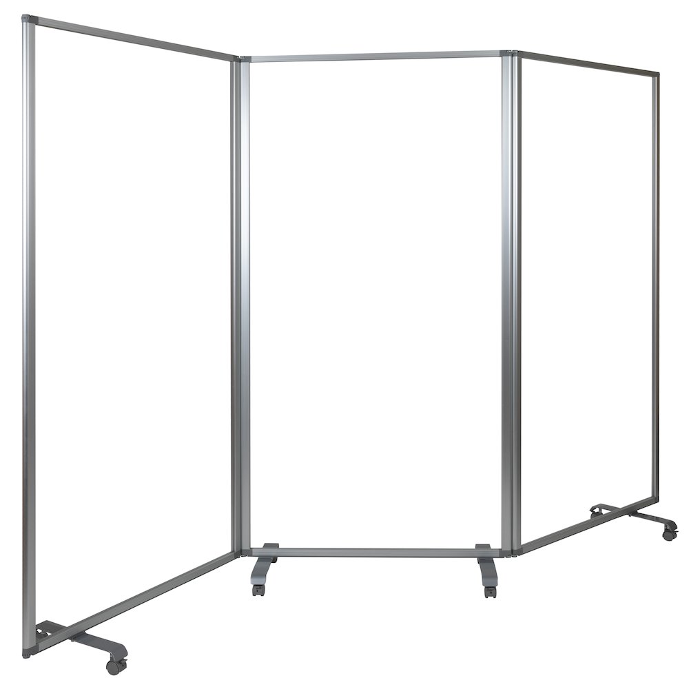 Acrylic Mobile Partition with Lockable Casters, 72"H x 36"L