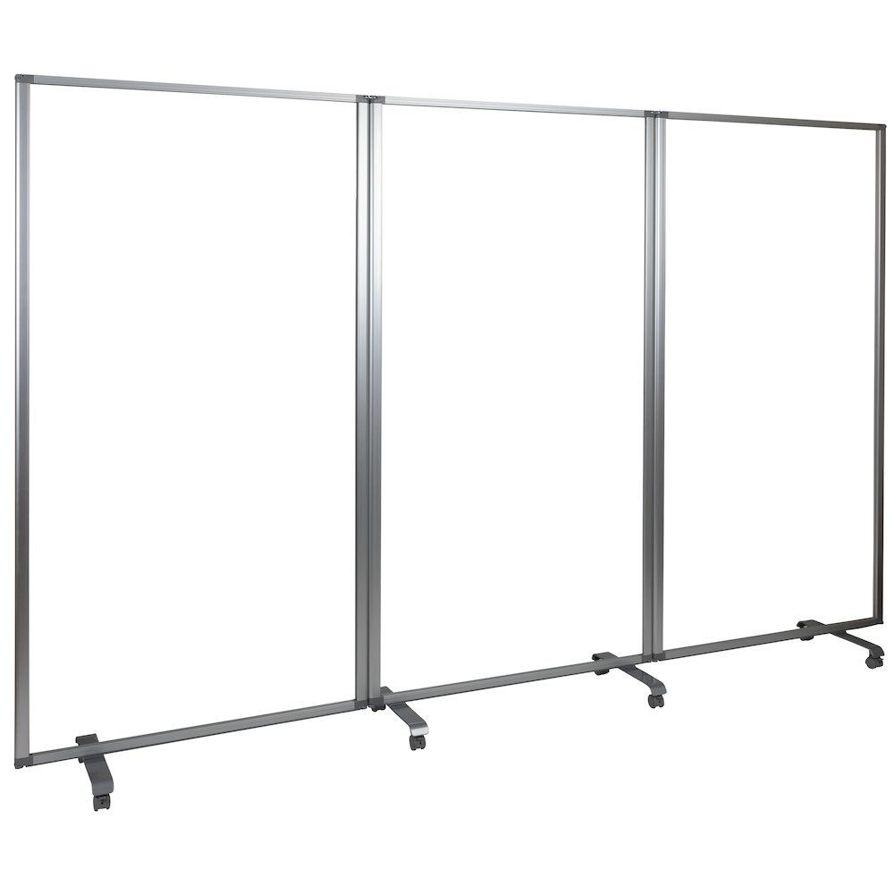 Acrylic Mobile Partition with Lockable Casters, 72"H x 36"L