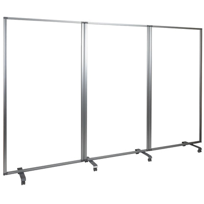 Acrylic Mobile Partition with Lockable Casters, 72"H x 36"L