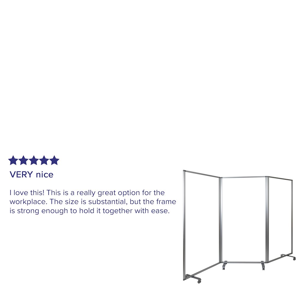 Acrylic Mobile Partition with Lockable Casters, 72"H x 36"L
