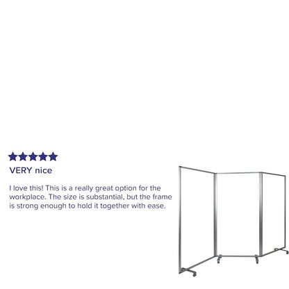 Acrylic Mobile Partition with Lockable Casters, 72"H x 36"L
