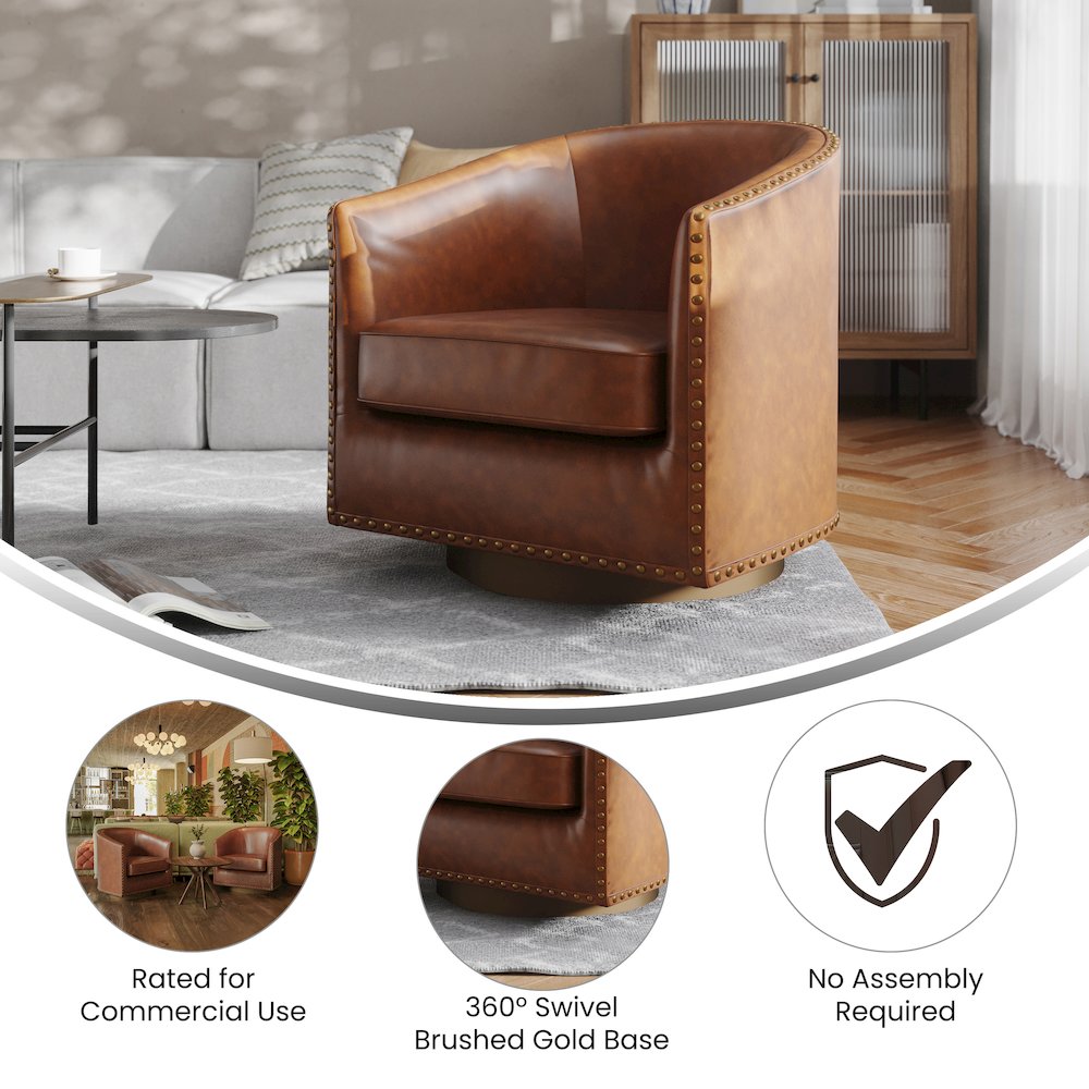Commercial Grade Barrel Accent Chair, Brown