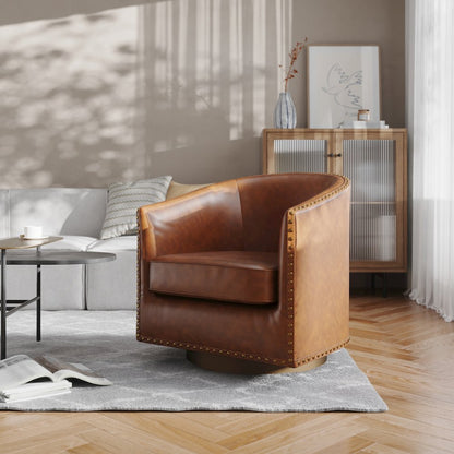 Commercial Grade Barrel Accent Chair, Brown