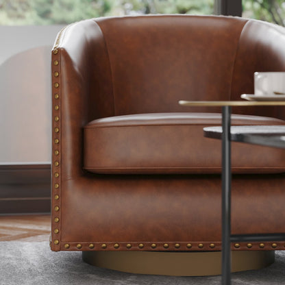 Commercial Grade Barrel Accent Chair, Brown