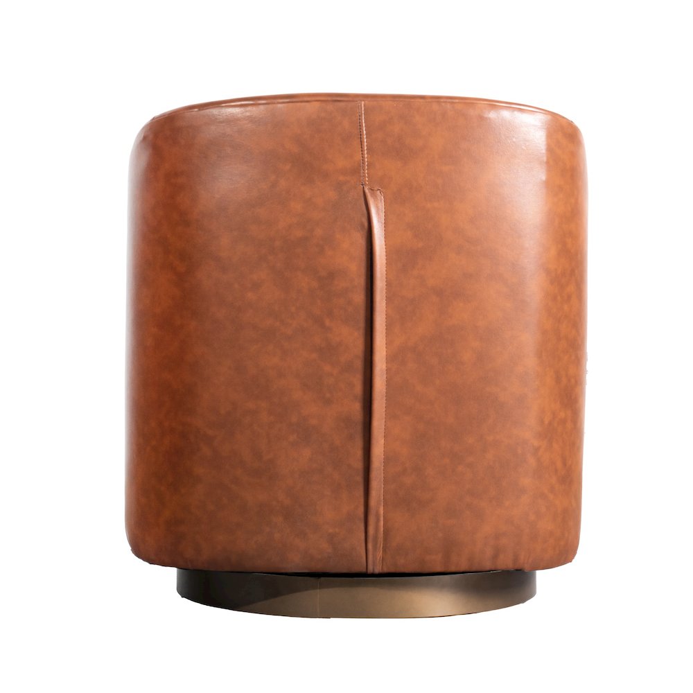 Commercial Grade Barrel Accent Chair, Brown LeatherSoft