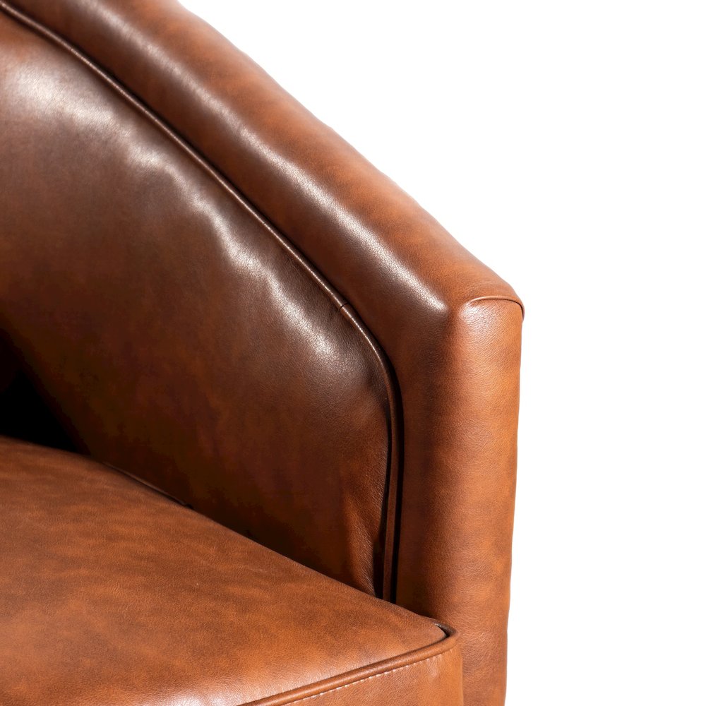 Commercial Grade Barrel Accent Chair, Brown LeatherSoft