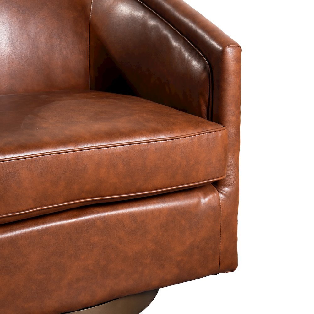 Commercial Grade Barrel Accent Chair, Brown LeatherSoft