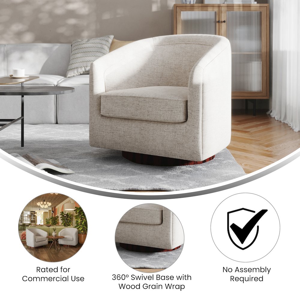 Commercial Grade Barrel Accent Chair, Cream