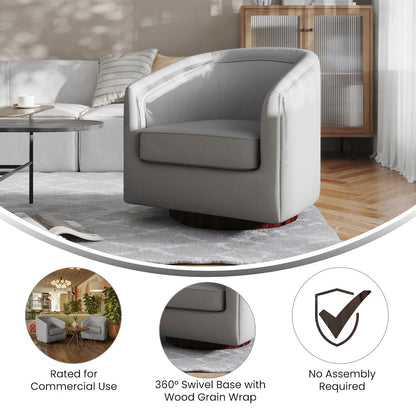 Commercial Grade Barrel Accent Chair, Gray LeatherSoft