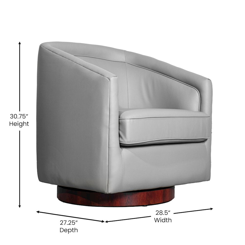 Commercial Grade Barrel Accent Chair, Gray LeatherSoft