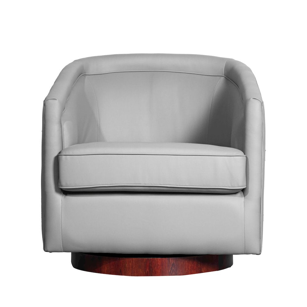 Commercial Grade Barrel Accent Chair, Gray LeatherSoft