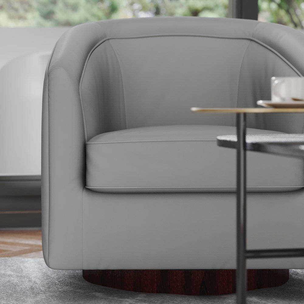 Commercial Grade Barrel Accent Chair, Gray LeatherSoft