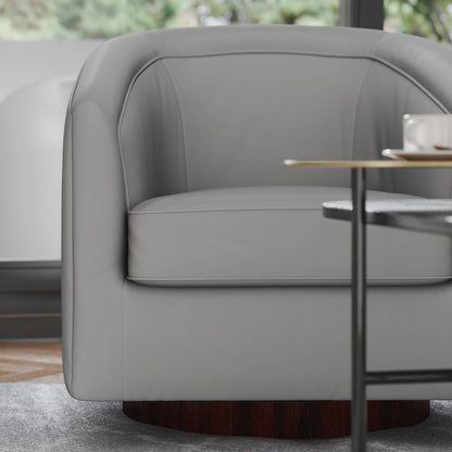 Commercial Grade Barrel Accent Chair, Gray LeatherSoft