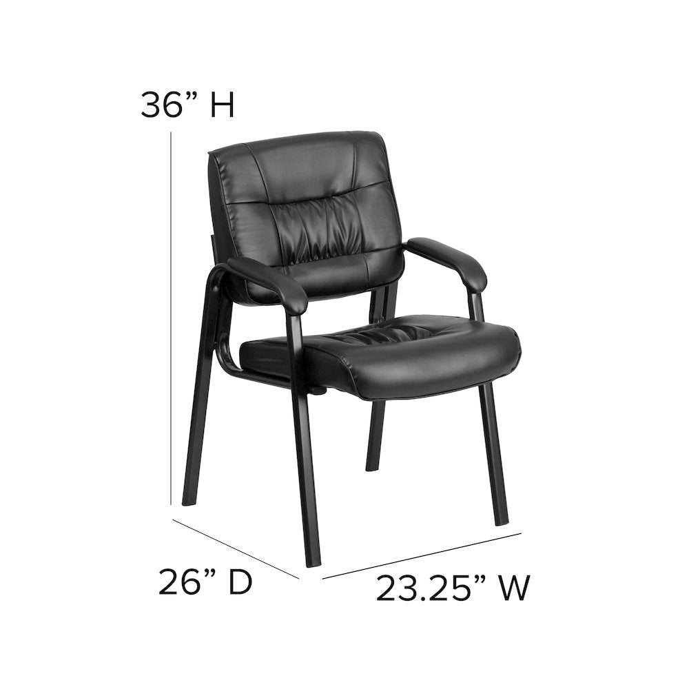 Black Executive Side Reception Chair with Titanium Gray Powder Coated Frame