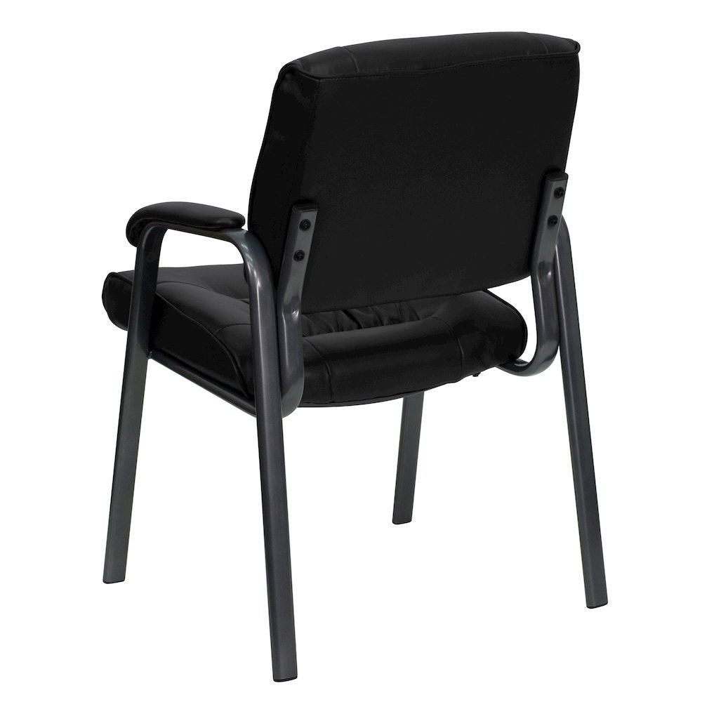 Black Executive Side Reception Chair with Titanium Gray Powder Coated Frame
