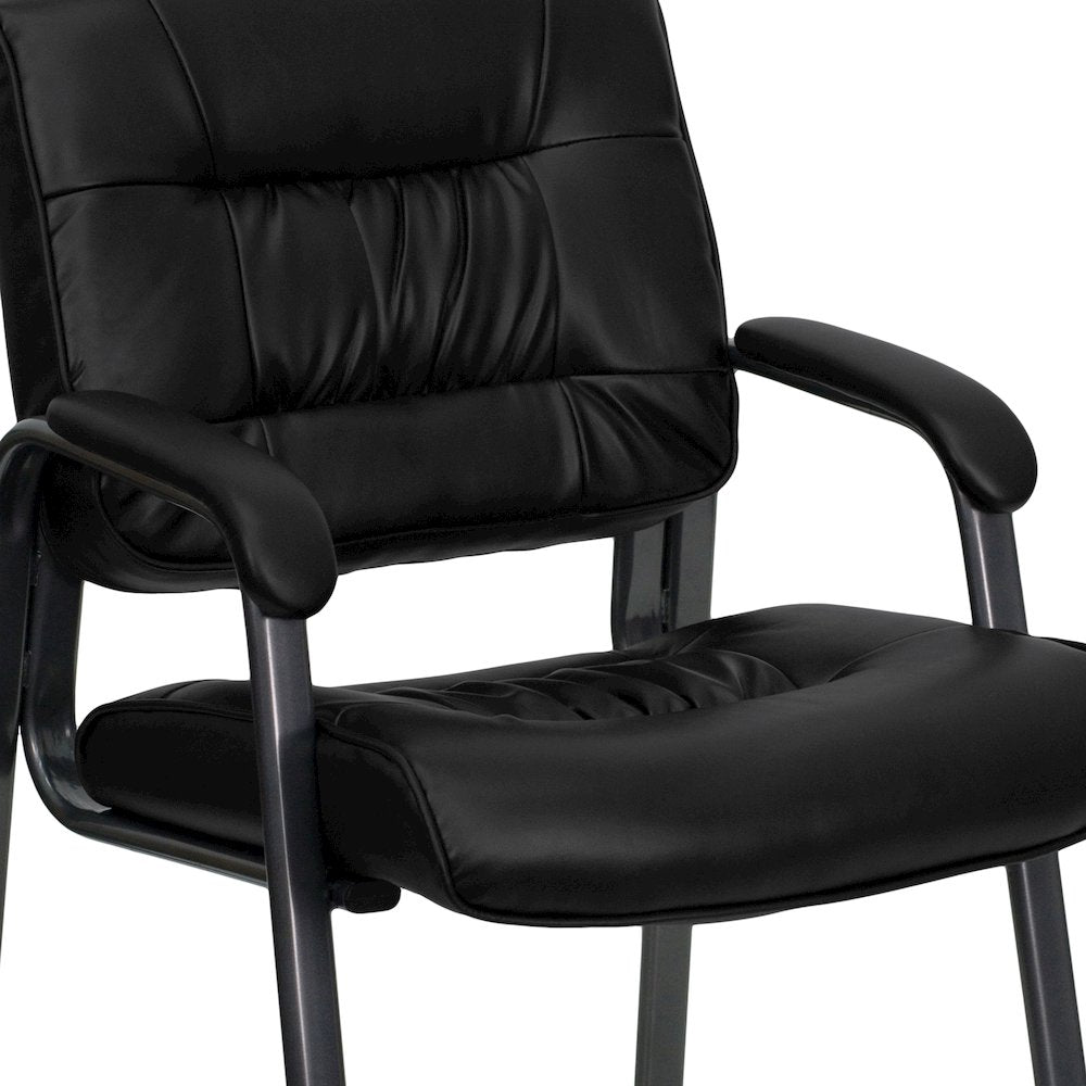Black Executive Side Reception Chair with Titanium Gray Powder Coated Frame