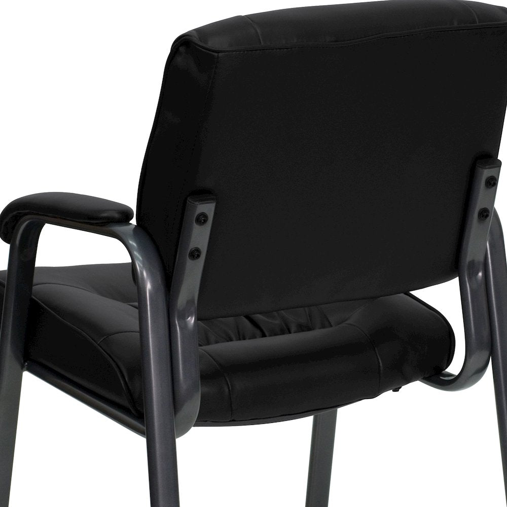Black Executive Side Reception Chair with Titanium Gray Powder Coated Frame