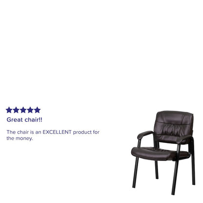 Brown LeatherSoft Executive Side Reception Chair with Black Metal Frame