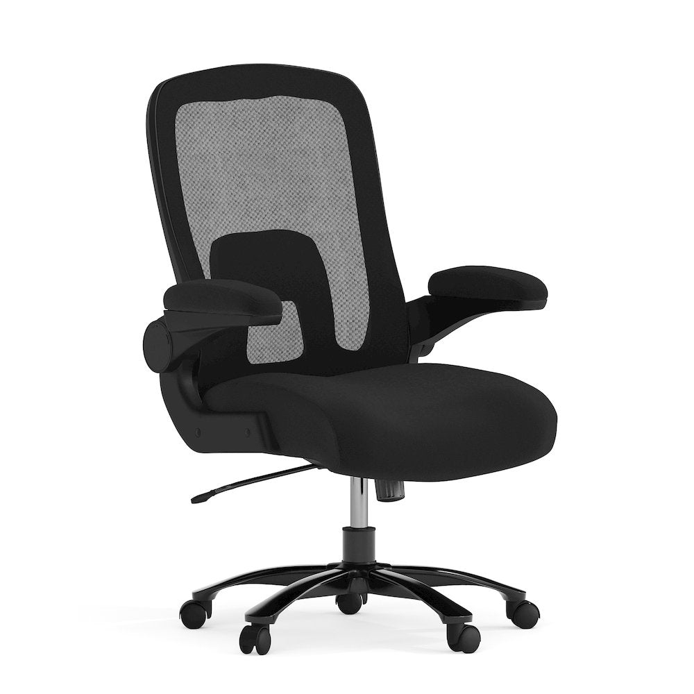 Big & Tall 500 lb. Rated Black Mesh/Fabric Executive Ergonomic Office Chair with Adjustable Lumbar