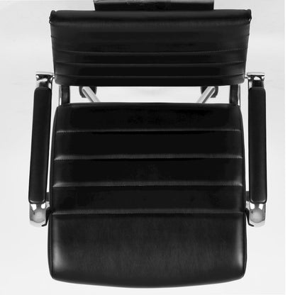 Mid-Back Black LeatherSoft Contemporary Ribbed Executive Swivel Office Chair