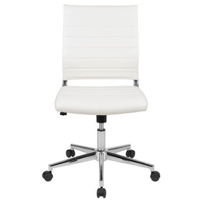Mid-Back Armless White LeatherSoft Contemporary Ribbed Executive Swivel Office Chair
