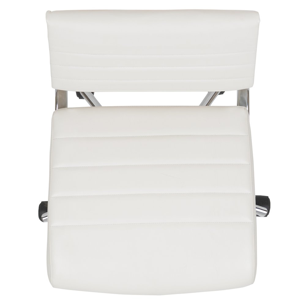 Mid-Back Armless White LeatherSoft Contemporary Ribbed Executive Swivel Office Chair