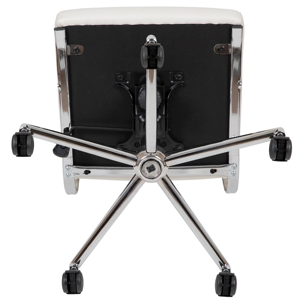 Mid-Back Armless White LeatherSoft Contemporary Ribbed Executive Swivel Office Chair