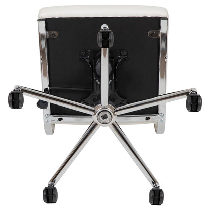 Mid-Back Armless White LeatherSoft Contemporary Ribbed Executive Swivel Office Chair