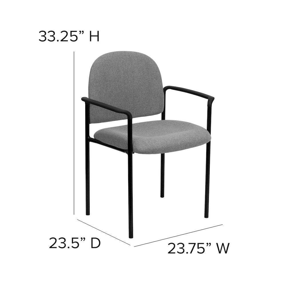 Comfort Gray Fabric Stackable Steel Side Reception Chair with Arms