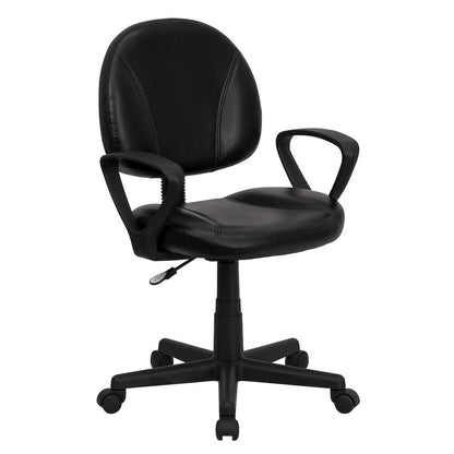 Mid-Back Black Swivel Task Office Chair with Back Depth Adjustment and Arms