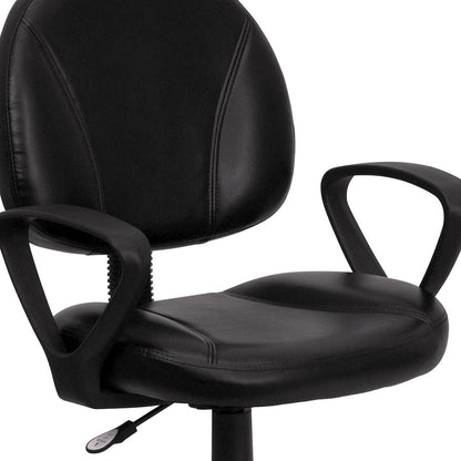 Mid-Back Black Swivel Task Office Chair with Back Depth Adjustment and Arms