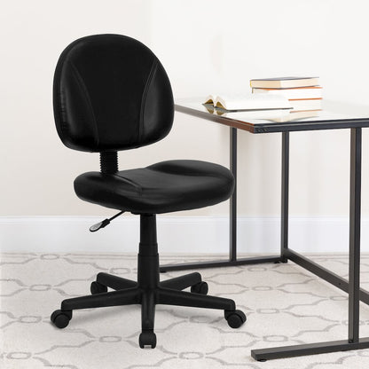 Mid-Back Black Swivel Ergonomic Task Office Chair with Back Depth Adjustment