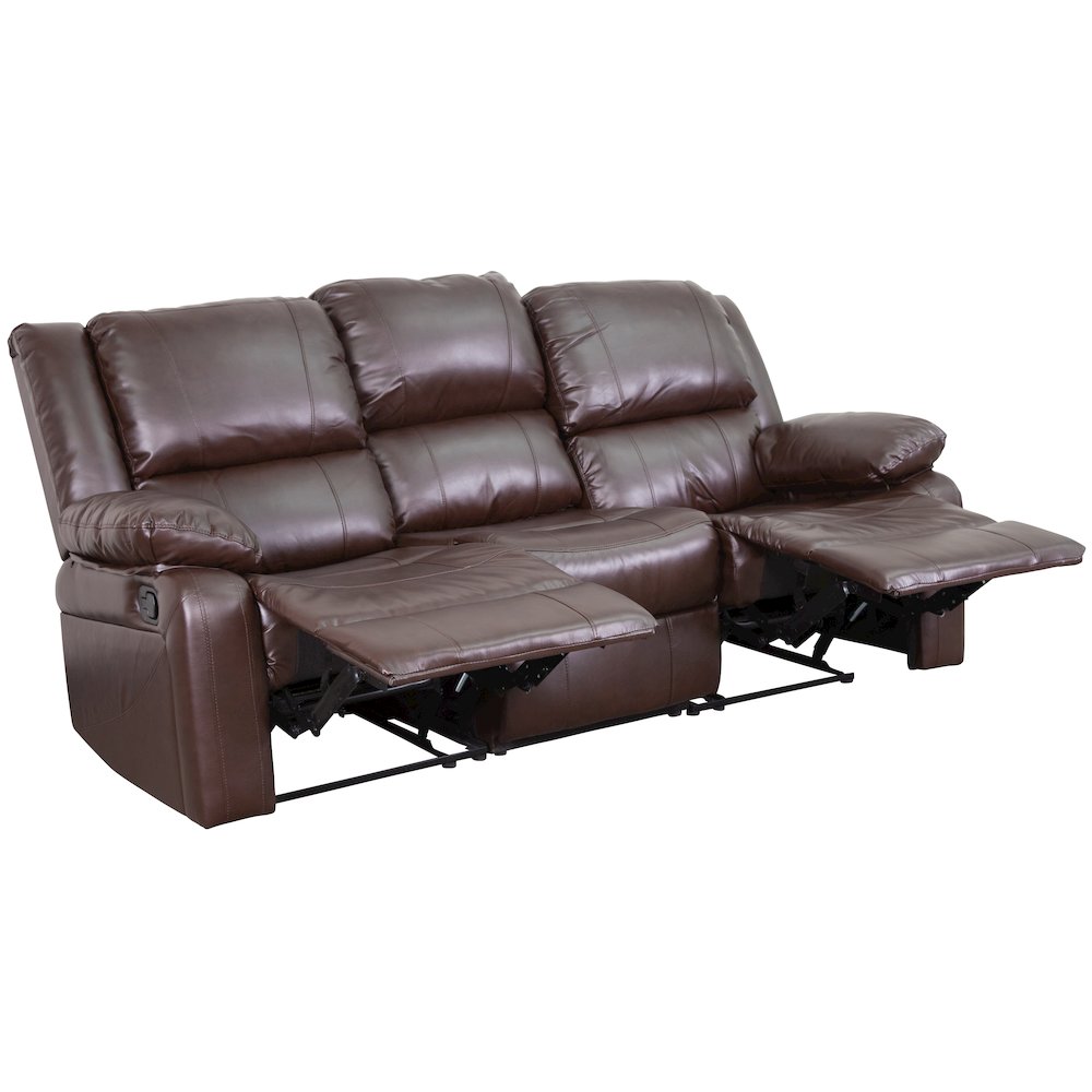 Brown LeatherSoft Sofa with Two Built-In Recliners
