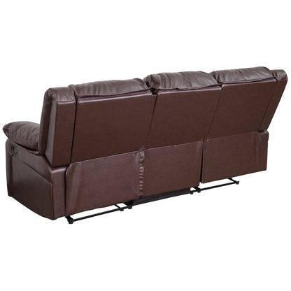 Brown LeatherSoft Sofa with Two Built-In Recliners