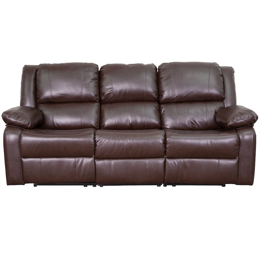 Brown LeatherSoft Sofa with Two Built-In Recliners