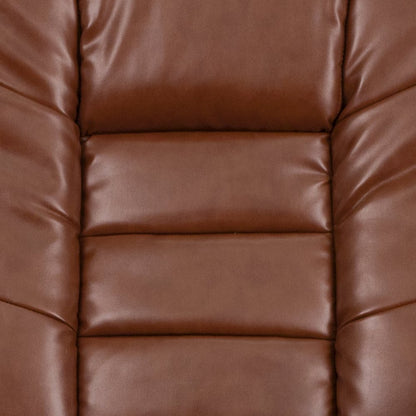 Recliner with Horizontal Stitching and Ottoman with Swivel Mahogany Wood Base