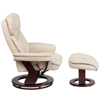 Recliner Chair with Ottoman | Beige Swivel Recliner Chair with Ottoman Footrest