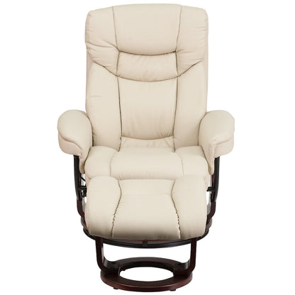 Recliner Chair with Ottoman | Beige Swivel Recliner Chair with Ottoman Footrest