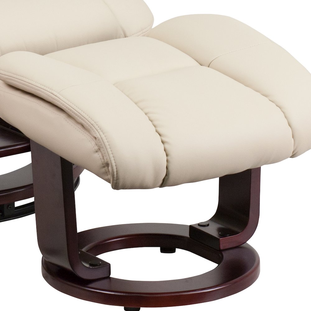 Recliner Chair with Ottoman | Beige Swivel Recliner Chair with Ottoman Footrest