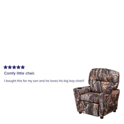 Contemporary Camouflaged Fabric Kids Recliner with Cup Holder