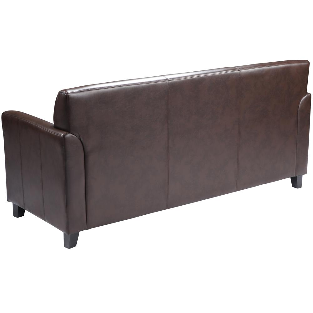 Brown LeatherSoft Sofa with Clean Line Stitched Frame