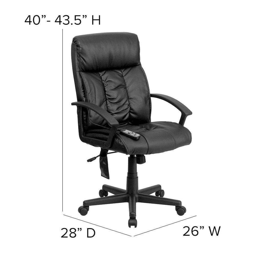 High Back Massaging Black Executive Swivel Office Chair with Side Remote Pocket
