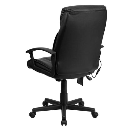 High Back Massaging Black Executive Swivel Office Chair with Side Remote Pocket