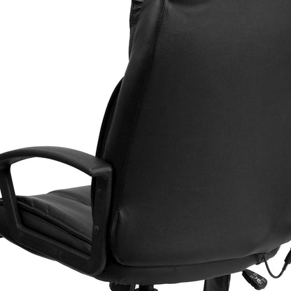 High Back Massaging Black Executive Swivel Office Chair with Side Remote Pocket