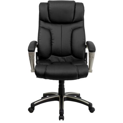 High Back Folding Black LeatherSoft Executive Swivel Office Chair with Arms