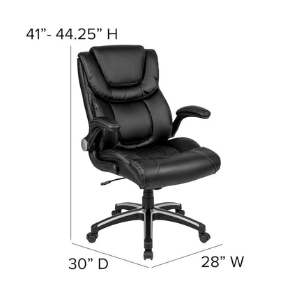 High Back Black Executive Swivel Office Chair with Double Layered Headrest
